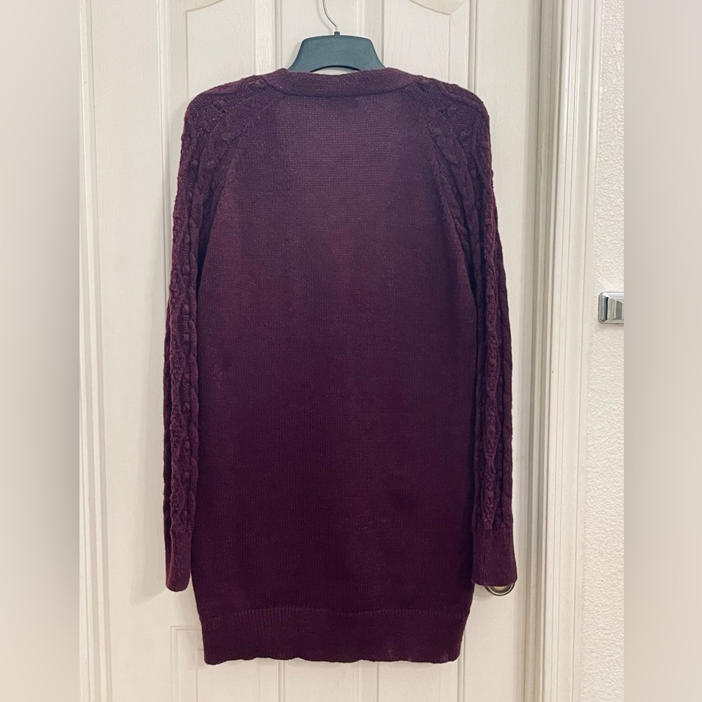 Button down burgundy cardigan long length NWT - Picture 2 of 13